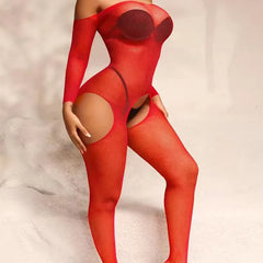 One Piece Crotchless Bodystocking For Sex Transparent Sexy Lingerie Sexiest Bodysuit Erotic Costumes Rose Full Body Stockings