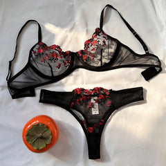 Sexy Lingerie Fancy Lace Eroticу Set Woman 2 Pieces Transparent Women's Underwear Embroidery Erotic Beautiful Bra And Panty Sets