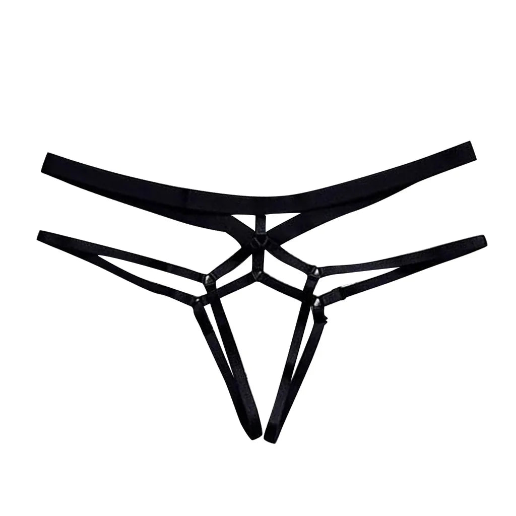 Sexy Temptation Open Crotch Bundle T-string Teddy Panties Women's Erotic Clothing Sex Thong Ladies Underwear Porn Lingerie Set